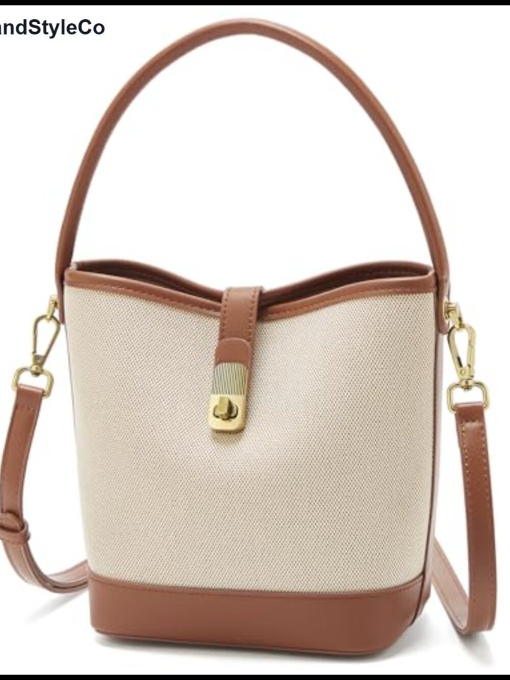 Coated Canvas Bucket Bag Crossbody Purse Adjustable Strap